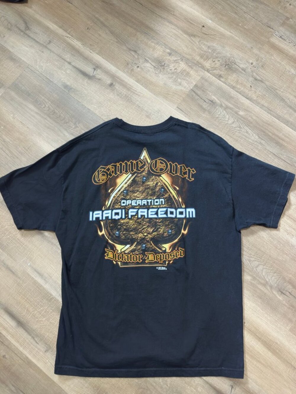 Vintage Operation Iraqi Freedom Dictator Disposed Flame Shirt 2003 Y2K 2XL Black